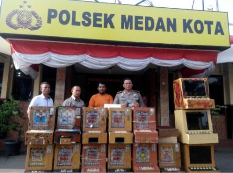 14 Unit Mesin Jackpot Diamankan Polsek Medan Kota dari Kawasan Kampung Aur