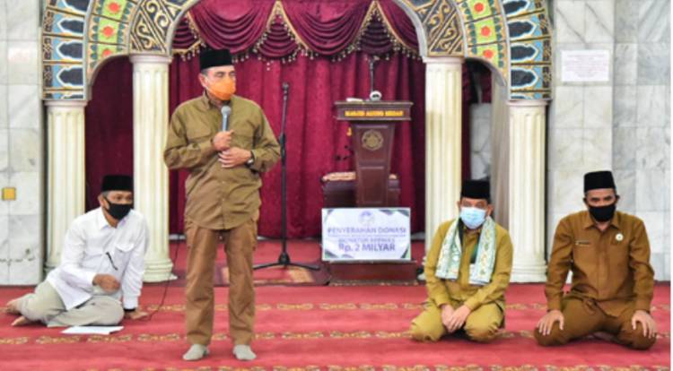 Terima Donasi Rp2 Miliar dari RPPMAS, Gubernur Sumut Ajak Masyarakat Rampungkan Pembangunan Masjid Agung