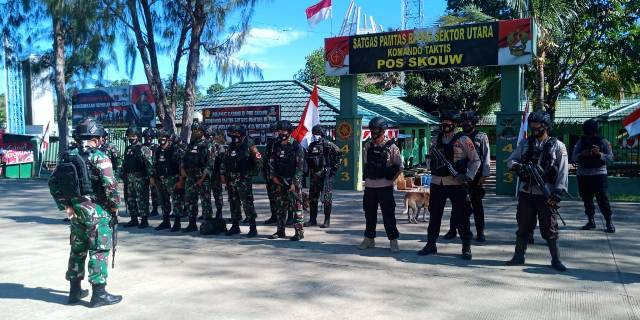 Patroli Gabungan, Satgas Pamtas Yonif 413 Kostrad dan Polsub Sektor Skouw Susur Wilayah Perbatasan RI-PNG