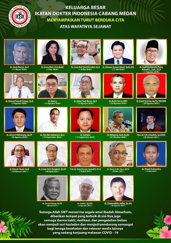 Empat Dokter IDI Medan Terima Tanda Kehormatan Negara, Hingga 10 Agustus Tercatat 23 Dokter Gugur Tangani Kasus Covid-19
