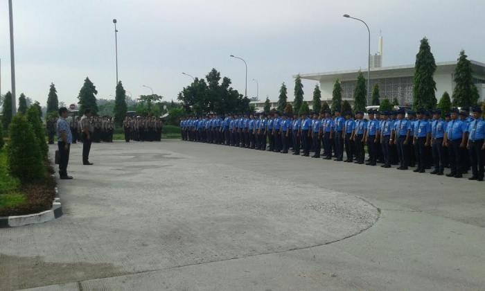 Amankan Bandara Kuala Namu, Polres Deli Serdang Lakukan Apel Gabungan