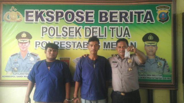 Nikmati Ganja, Tarigan dan Hasugian Ditangkap Personel Polsek Delitua di Jalan Jamin Ginting