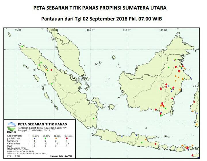Pantauan BMKG, Ada Empat Titik Panas di Sumut