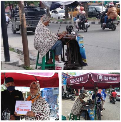 LAZNAZ BMH Beri Bantuan Tenda Payung untuk Ibu Neti, Penjahit di Pinggir Jalan SM Raja Medan