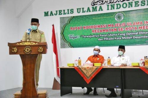 Rakor MUI Kota Medan, Akhyar Nasution Minta Ulama Tauladan Masyarakat Cegah Penyebaran Covid-19