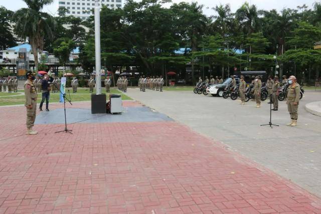 Satpol PP Kota Medan Apel Bersama, Launching Batalion Jalak Cakti di Lapangan Merdeka Medan