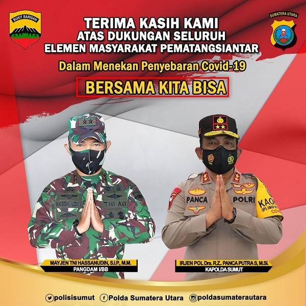 Siantar Turunkan Level PPKM ke 3, Kapoldasu Apresiasi Masyarakat Tekan Penyebaran Covid-19