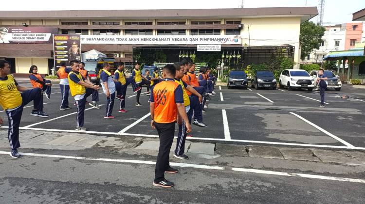 Jaga Imunitas Tetap Bugar, Polrestabes Medan Olahraga Bersama