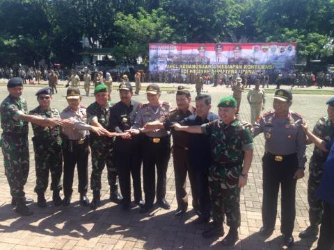 Lakukan Apel Bersama, TNI-Polri Siap Hadapi Kontijensi di Wilayah Sumut