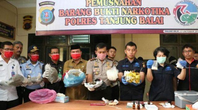 Sabu Senilai Rp 3 Miliar Dimusnahkan Polres Tanjung Balai 