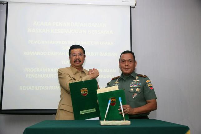 Gubsu dan Pangdam Teken MoU Kerjasama Bangun Jalan dan Rehab Rumah Tidak Layak