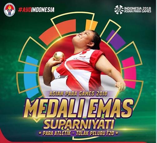 Suparniyati Persembahkan Medali Emas Tolak Peluru Putri