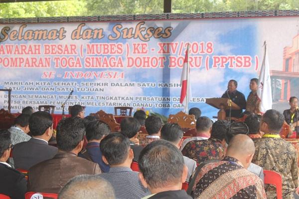 Bupati dan Wakil Bupati Samosir Apresiasi Pelaksanaan Mubes XIV 2018 PPTSB di Tugu Toga Sinaga Palipi