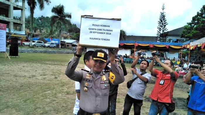 Lepaskan Balon Deklarasi Pemilu Damai, Kapolres Nias Galang Dana Gempa Donggala dan Tsunami Palu