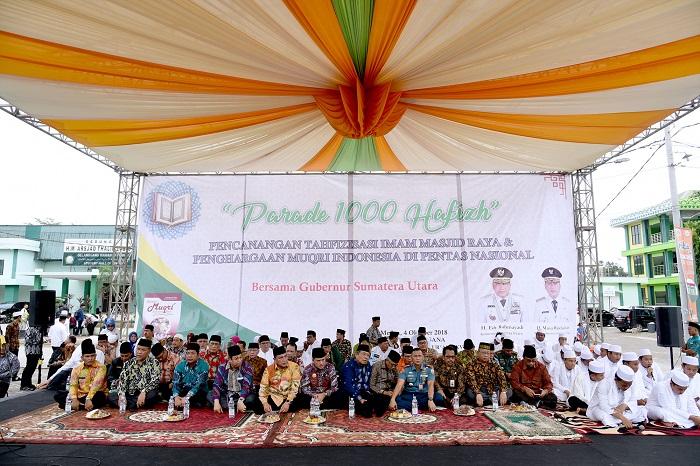 Parade 1.000 Hafiz dan Pencanangan Tahfizisasi Imam Masjid Raya, Gubernur Yakin Sumut Provinsi Religius