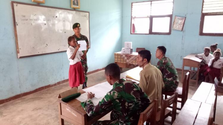 Satgas Pamtas RI PNG Yonif 411 Kostrad Gelar Lomba Baca Teks Sumpah Pemuda