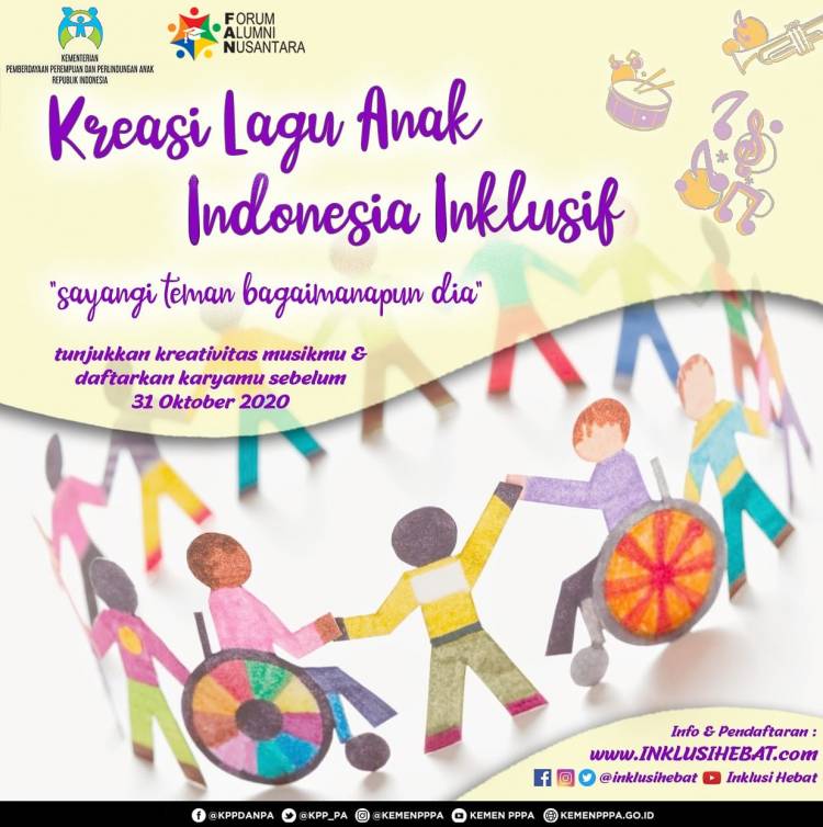 Kemen PPPA Gelar Lomba &ldquo;Kreasi Lagu Anak Indonesia Inklusif&rdquo; DL 30 Oktober 2020