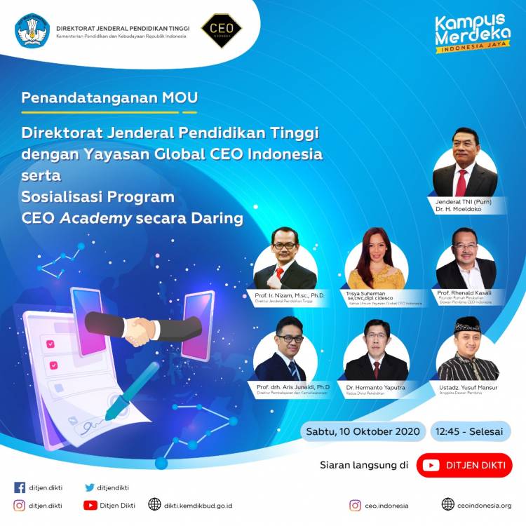 Dorong Kemunculan CEO Baru, Yayasan Global CEO Indonesia Teken MoU dengan Ditjen Dikti