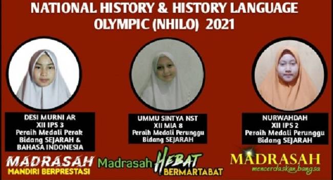 Tiga Siswi MAN 1 Madina Ukir Prestasi di National History & Indonesian Language Olympic 2021
