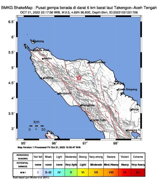 Gempa Bumi Tektonik Magnitudo 2,5 Guncang Takengon