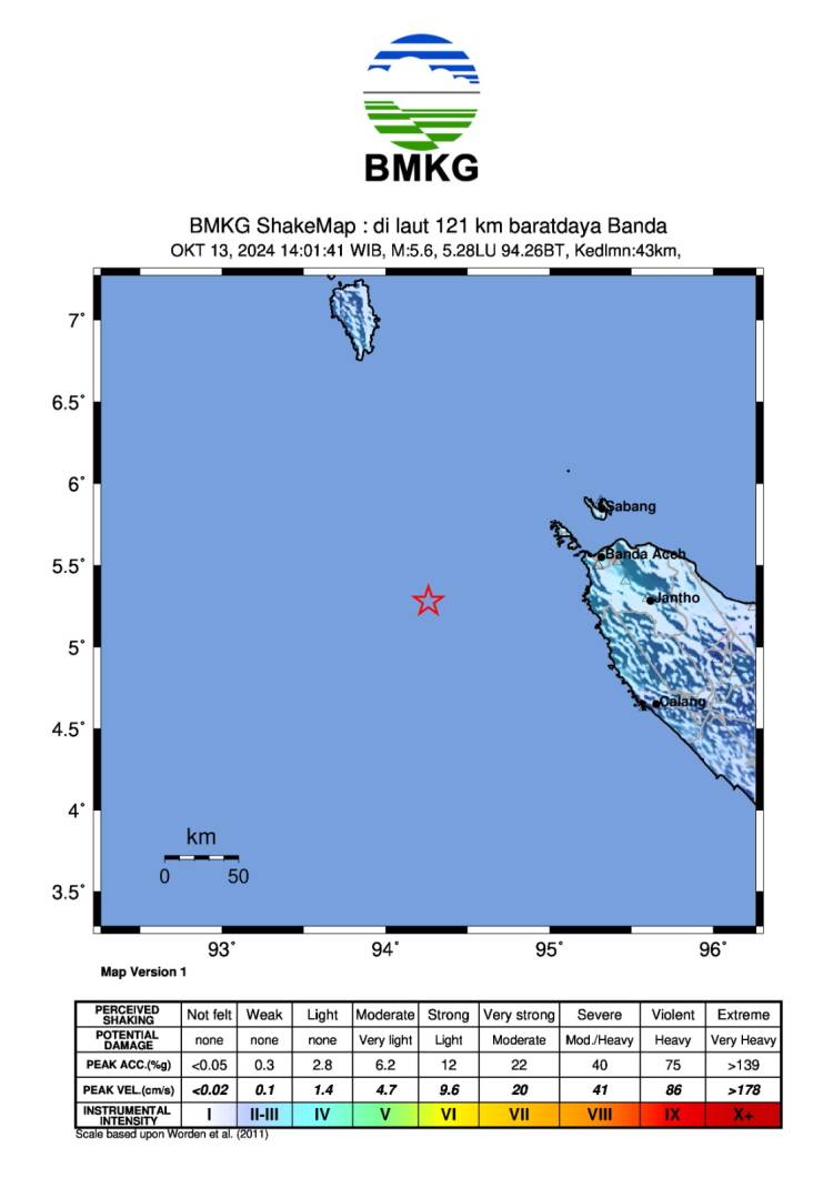 Gempa Magnitudo 5,8 Guncang Samudera Hindia Pantai Barat Aceh Besar, BMKG: Tidak Berpotensi Tsunami