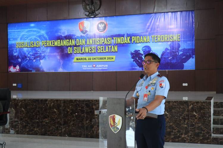 Lanud Sultan Hasanuddin Bersama BNPT Gelar Sosialisasi Perkembangan dan Antisipasi Tindak Pidana Terorisme