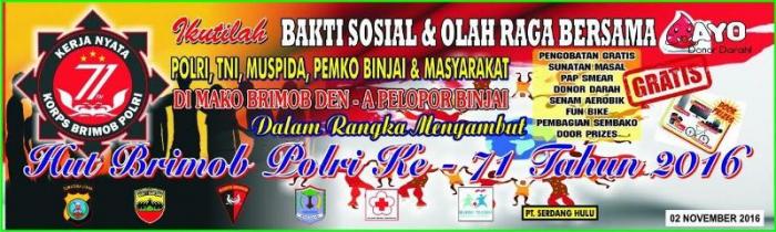 HUT Brimob ke-71, Beragam Acara dan Bakti Sosial Digelar di Binjai