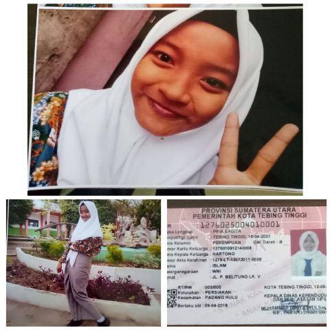 Pria Sagita, Siswi SMAN 4 Tebing Tinggi Ini Dilaporkan Hilang