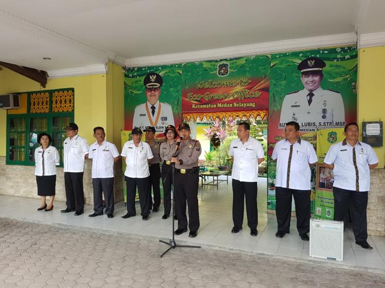 Kapolsek Sunggal Bersama Muspika Kecamatan Medan Selayang Apel Kebangsaan