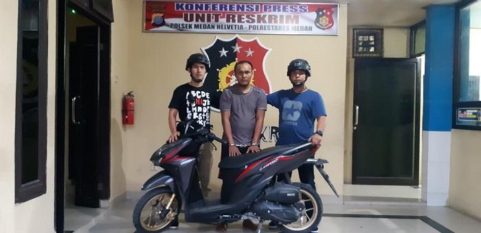 Senggol Korbannya Hingga Terjatuh di Depan Lotte Mart Gatsu, Pelaku Curanmor Diringkus Polisi di Kelambir V