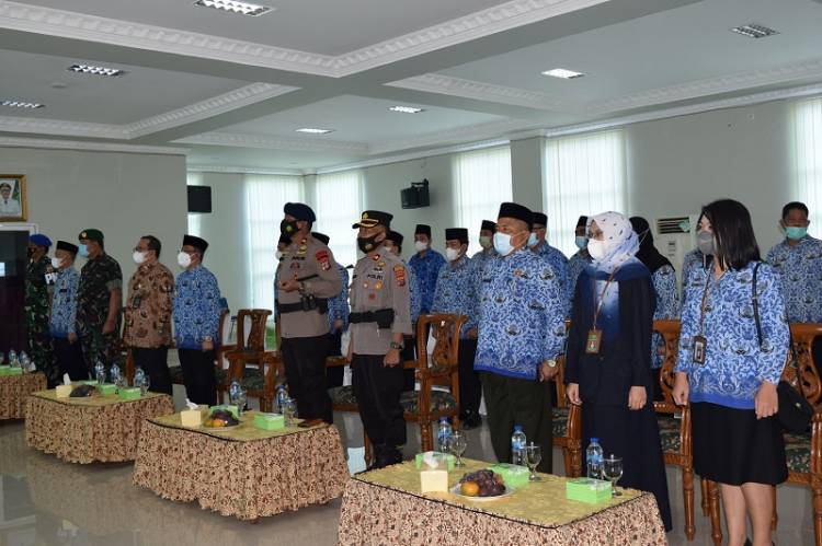 Kakankemenag Kota Tebing Tinggi Ikuti Upacara HUT KORPRI Ke-50 Tahun 2021