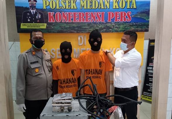Dua Spesialis Pencuri Peralatan Tower Diringkus Polsek Medan Kota