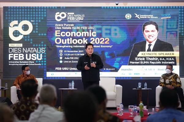 Hadiri Dies FEB USU, Erick Thohir: Disrupsi Global Kian Berat, Kampus Harus Bertransformasi