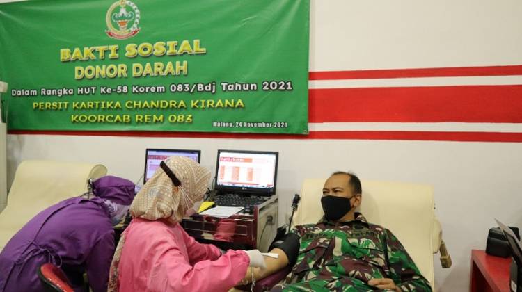HUT ke-58 Korem Baladhika Jaya, Ratusan Prajurit TNI Donor Darah