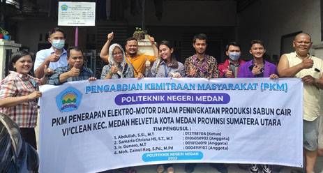 Tim PKM Polmed Melakukan Penerapan Elektro-Motor dalam Peningkatan Produksi Sabun Cair VI&rsquo;CLEAN  