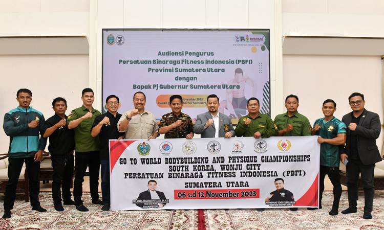 Pj Gubernur Sumut Lepas Empat Atlet Binaraga Ikuti Kejuaraan Dunia di Korsel