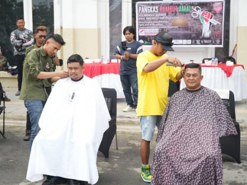Peduli Palestina, Walikota Medan Bersama Dandim 0201/Medan Potong Rambut Bersama