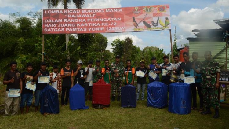 Satgas Pamtas Yonif 123/Rw Gelar Lomba Kicau Burung Mania di Wilayah Perbatasan