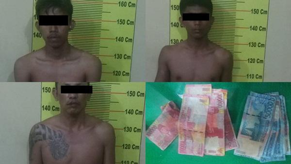 Main Lotre di Pasar Malam Pakai Uang Palsu, Tiga Pelaku Dihajar Warga sebelum Diamankan Polsek Delitua 