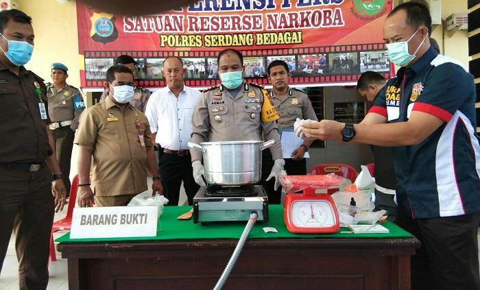 Polres Sergai Musnahkan Sabu dan Ekstasi Senilai Rp800 Juta