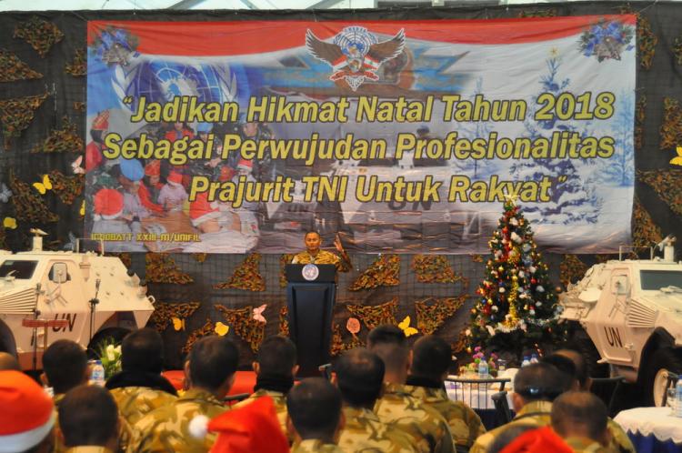 Sambut Natal, Umat Kristiani Satgas Indobatt XXIII-M Rayakan Natal Bersama