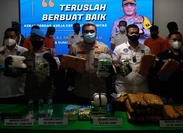Polisi Bongkar Penyelundupan Narkoba di Medan, Barang Haram yang Disita 11,473 Kilo Sabu dan 16 Kilo Ganja Kering
