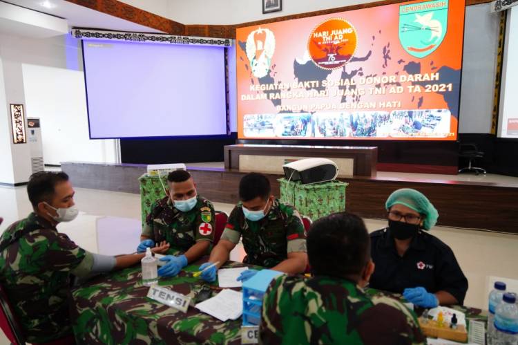 Sambut Hari Juang TNI AD Tahun 2021, Kodam XVII/Cenderawasih Gelar Bhakti Sosial Donor Darah