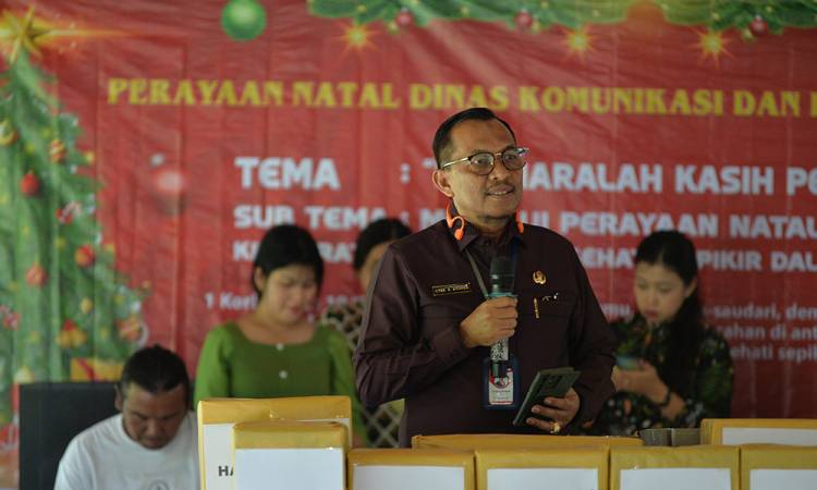 Perayaan Natal Dinas Kominfo Sumut di Pekan Tebu, Ilyas Sitorus Sampaikan Pentingnya Jaga Kekompakan dan Kebersamaan