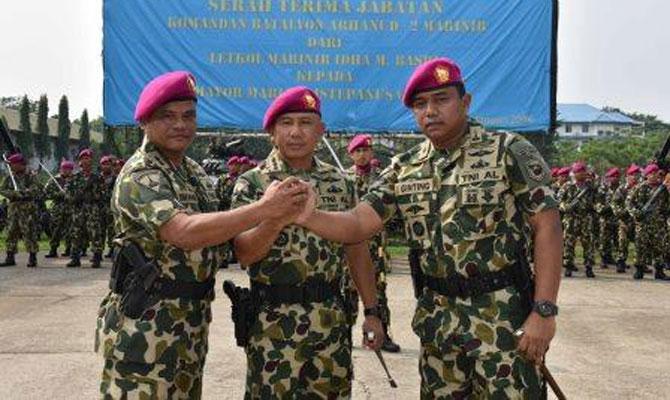 Kol Jasmin Purba Serahkan Jabatan Danyon Arhanud-2 Mar Kepada Mayor Istefanus Ginting