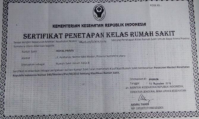 Royal Prima Resmi Sandang Status RS Tipe B