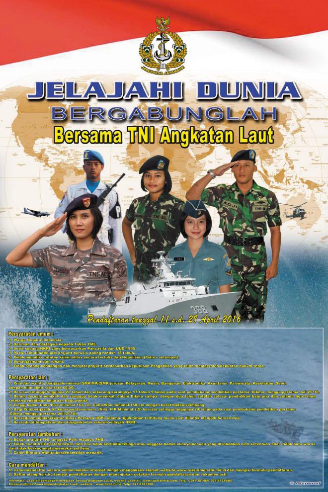 TNI AL Buka Penerimaan Taruna dan Calon Bintara Mulai Besok