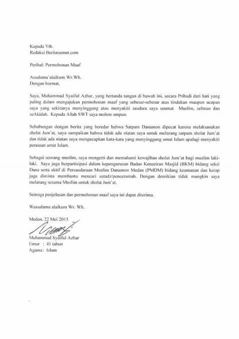 Ini Permohonan Maaf Muhammad Syaiful Azhar