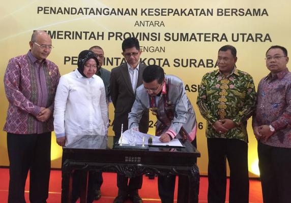 Pemprov Sumut dan Pemko Surabaya Teken MoU Pemanfaatan IT e-Government