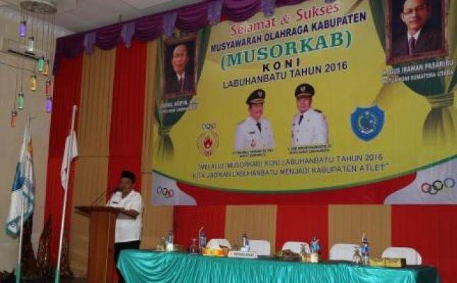 Bupati Pangonal Buka Musorkab KONI Labuhanbatu